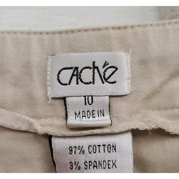 Vintage 90s Y2K Cache Zip Flare Wide Leg Khaki Pants Y2K Streetwear Size 10 - Picture 8 of 9